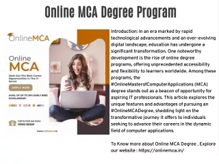 Online MCA Degree Program