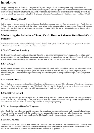 Optimizing the Possible of ReadyCard: How to Optimize Your ReadyCard Balance for