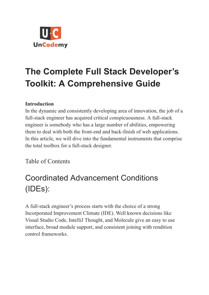 the complete full stack developer s toolkit