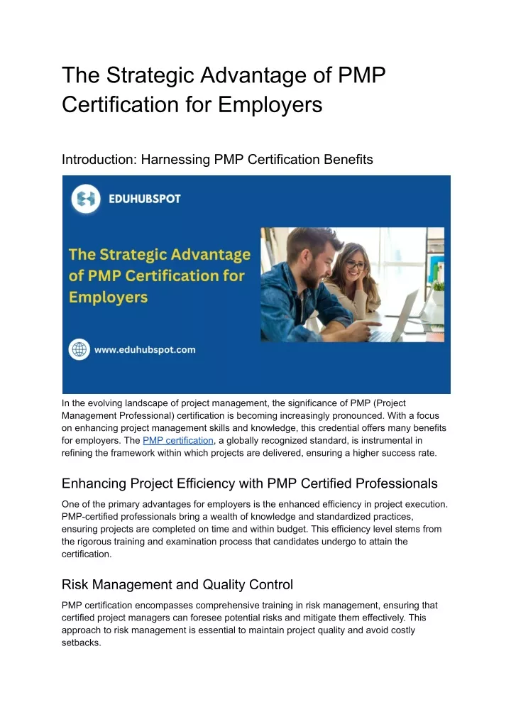 the strategic advantage of pmp certification