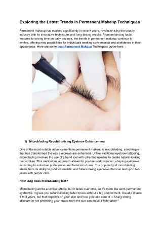 Exploring the Latest Trends in Permanent Makeup Techniques