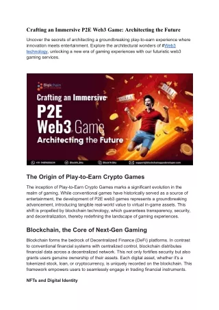 crafting an immersive p2e web3 game architecting