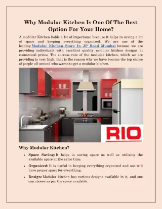 Modular Kitchen Store In Jp Road Mumbai