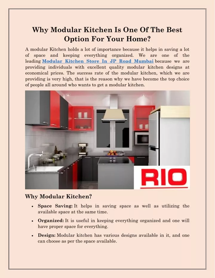 why modular kitchen is one of the best option