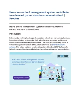 How can a school management system contribute to enhanced parent-teacher communication_ _ Proctur