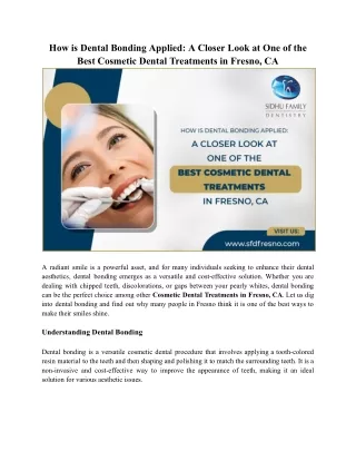 How is Dental Bonding Applied - A Closer Look at One of the Best Cosmetic Dental Treatments in Fresno, CA