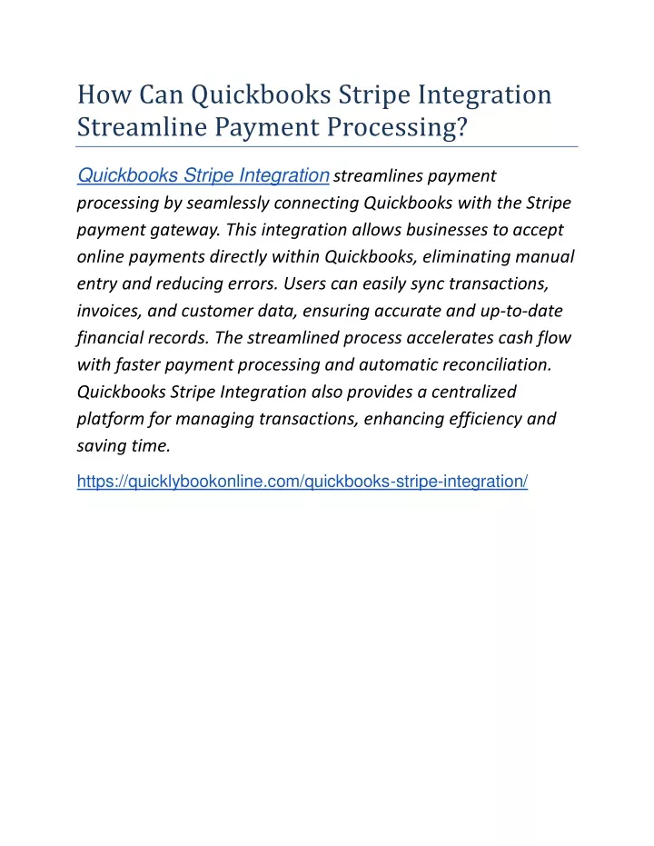 how can quickbooks stripe integration streamline