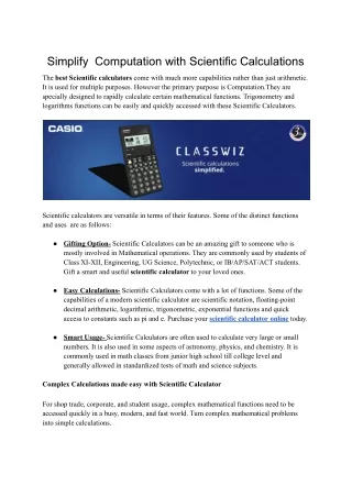 Simplify Computation with Scientific Calculations