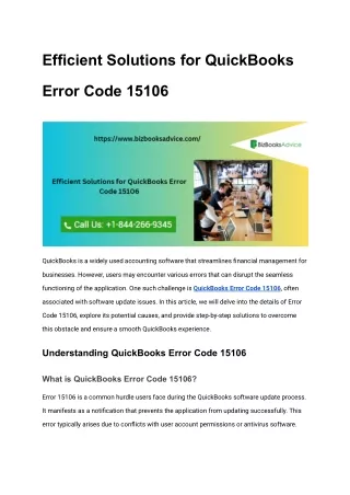 Efficient Solutions for QuickBooks Error Code 15106