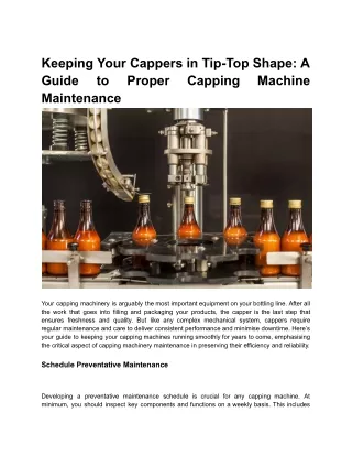 keeping your cappers in tip top shape a guide
