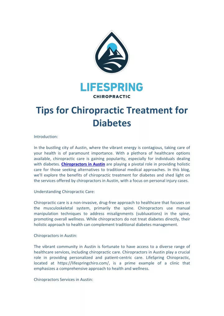 tips for chiropractic treatment for diabetes