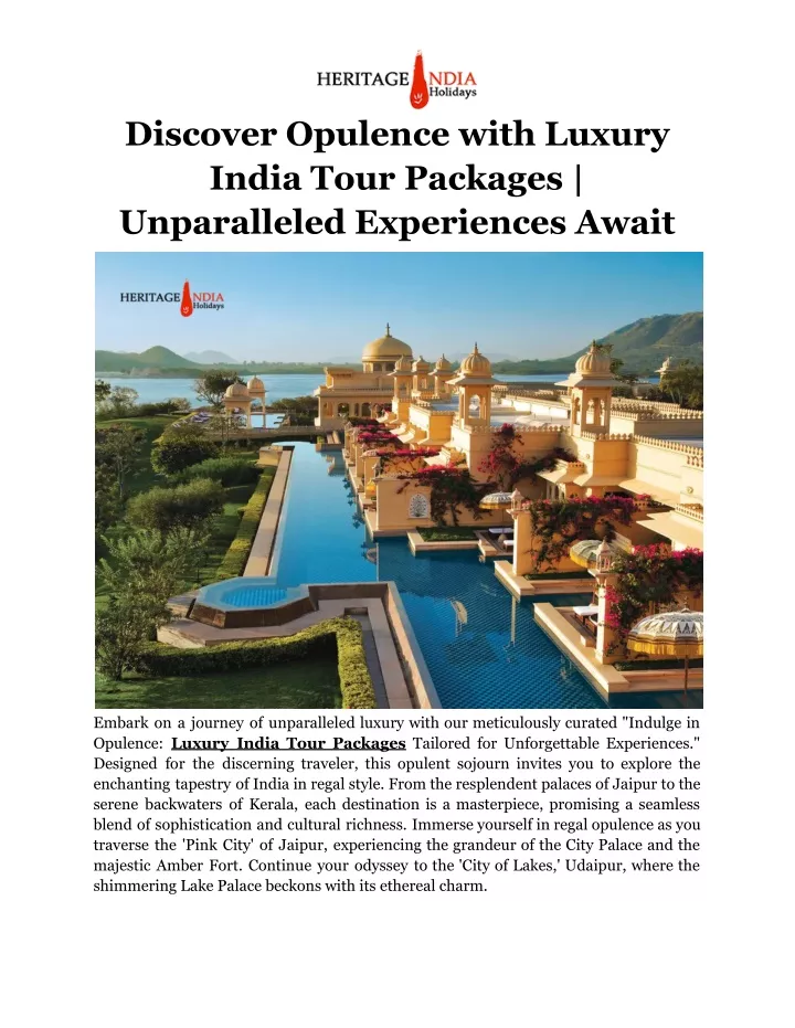 discover opulence with luxury india tour packages