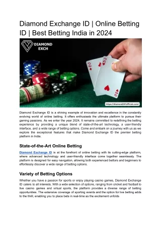Diamond Exchange ID _ Online Betting ID _ Best Betting India in 2024