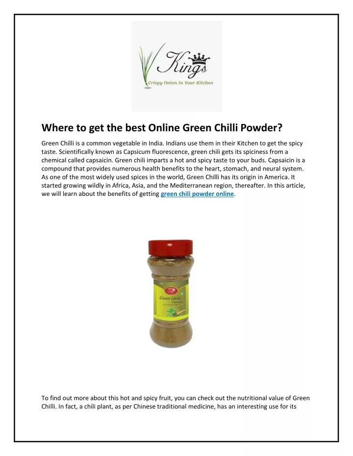 where to get the best online green chilli powder