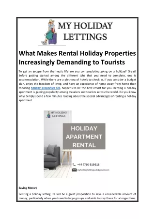 What Makes Rental Holiday Properties Increasingly Demanding to Tourists