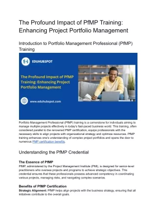 The Profound Impact of PfMP Training_ Enhancing Project Portfolio Management