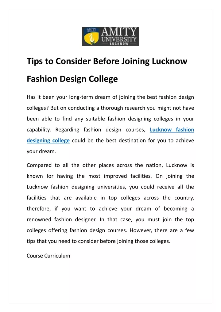 tips to consider before joining lucknow