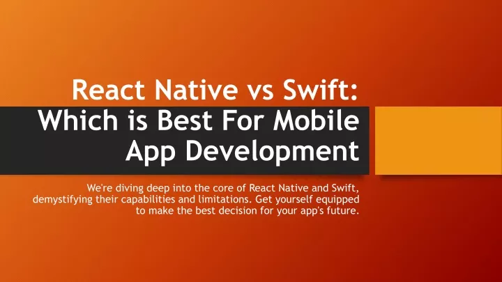 react native vs swift which is best for mobile app development
