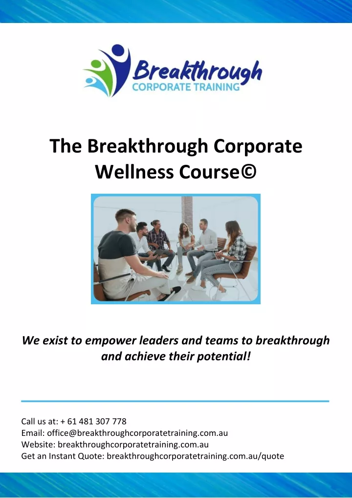 the breakthrough corporate wellness course