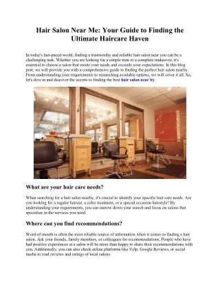 Hair Salon Near Me Your Guide to Finding the Ultimate Haircare Haven