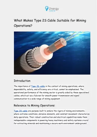 what makes type 2s cable suitable for mining