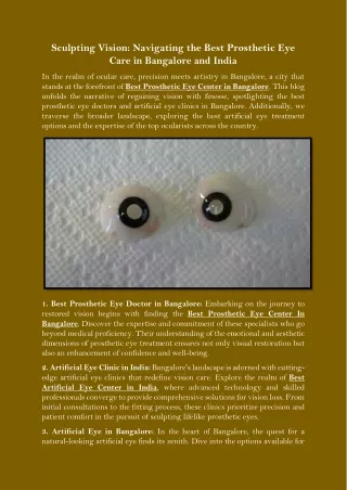 Sculpting Vision Navigating the Best Prosthetic Eye Care in Bangalore and India
