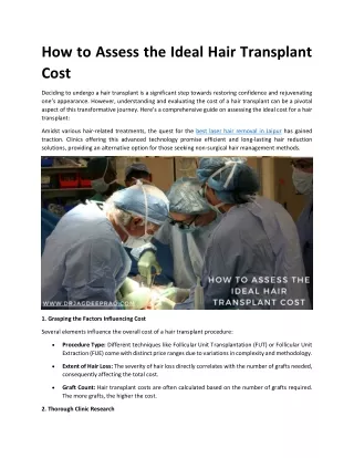 How to Assess the Ideal Hair Transplant Cost