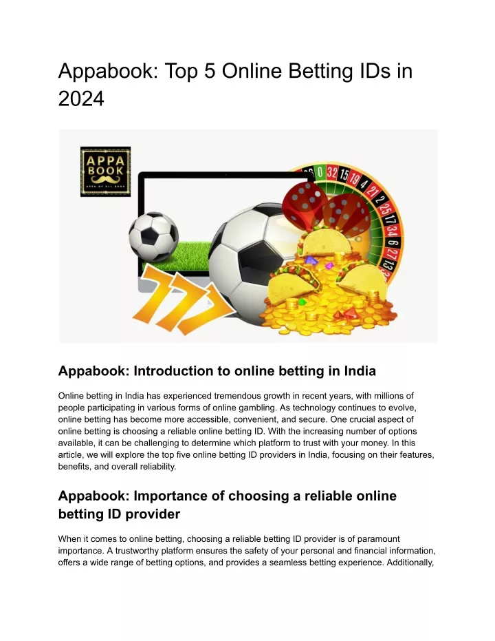 appabook top 5 online betting ids in 2024