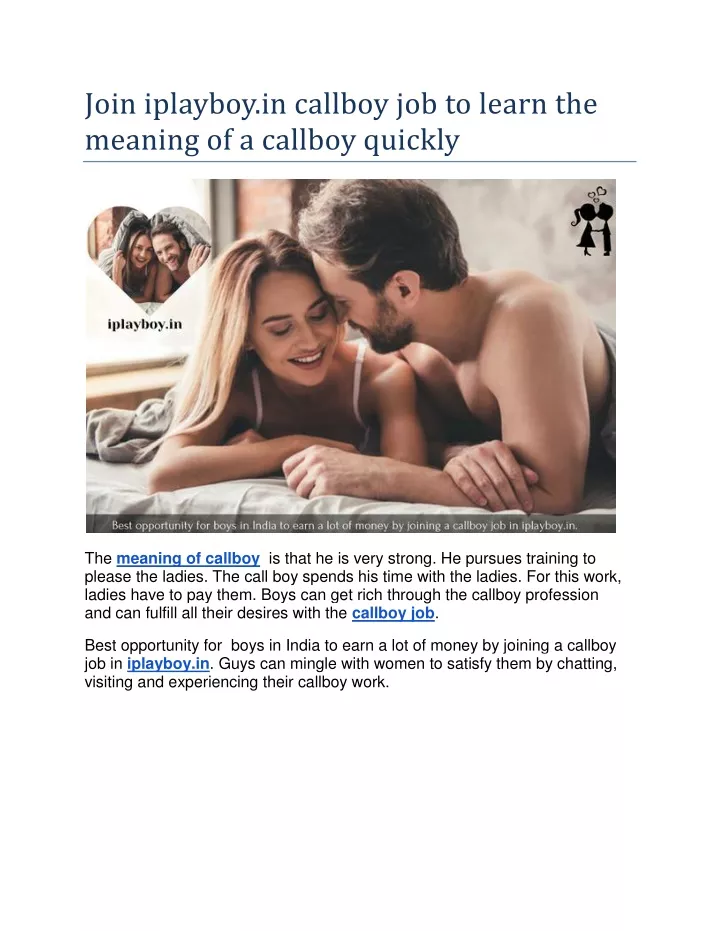 join iplayboy in callboy job to learn the meaning