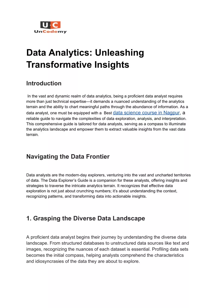 data analytics unleashing transformative insights