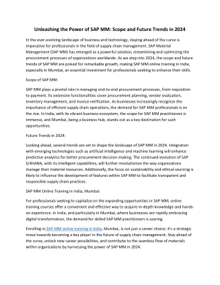 unleashing the power of sap mm scope and future