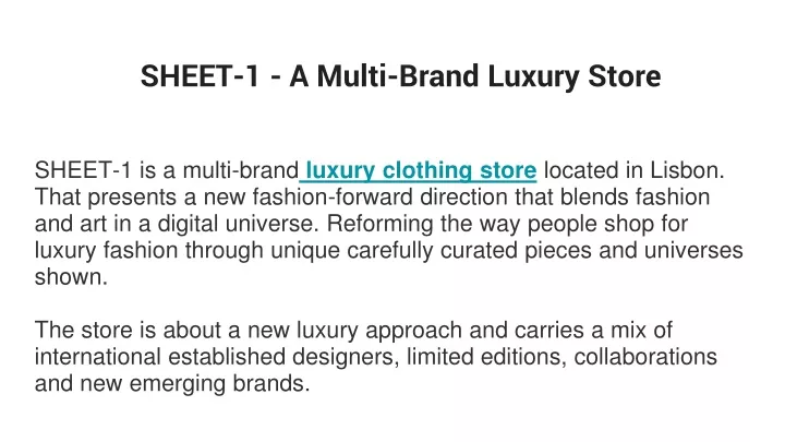 sheet 1 a multi brand luxury store