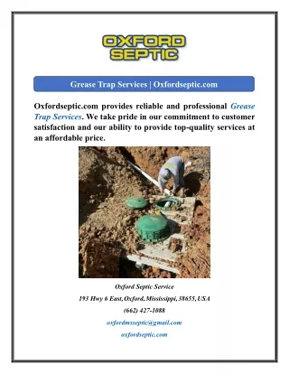 Grease Trap Services  Oxfordseptic.com