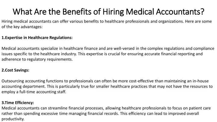 what are the benefits of hiring medical