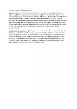 ankara biorezonans uygulama merkezi