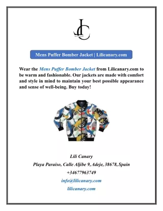 Mens Puffer Bomber Jacket  Lilicanary.com