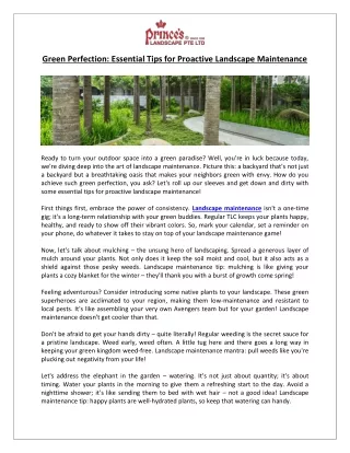Essential Tips for Landscape Maintenance - Prince's Landscape
