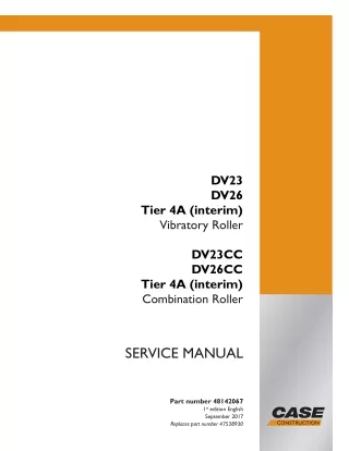 CASE DV23 Tier 4A (interim) Vibratory Roller Service Repair Manual