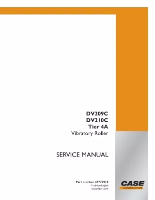 CASE DV209C Tier 4A Vibratory Roller Service Repair Manual