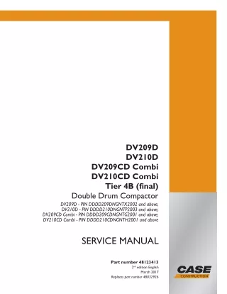 CASE DV210CD Combi Tier 4B (final) Double Drum Compactor Service Repair Manual