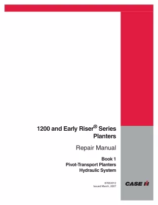 CASE IH 1200 and Early Riser Series Planters Service Repair Manual