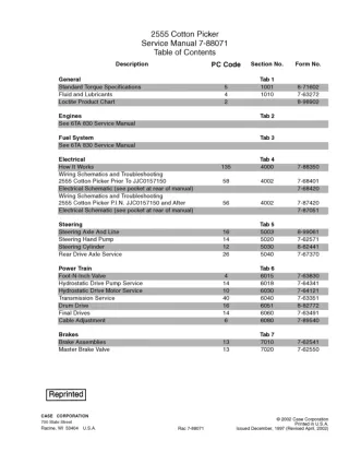 CASE IH 2555 Cotton Picker Service Repair Manual