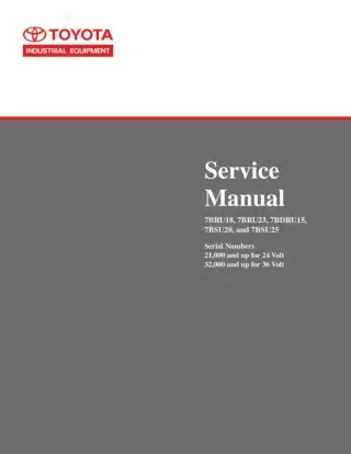 TOYOTA 7BSU25 Reach Lift Truck Service Repair Manual