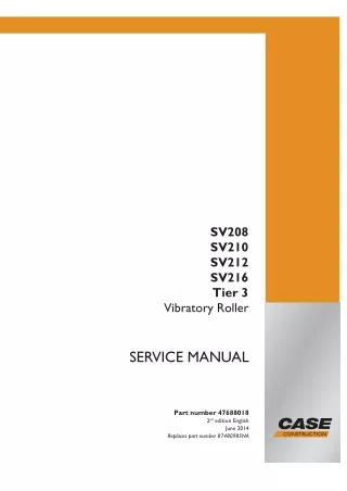 CASE SV210 Tier 3 Vibratory Roller Service Repair Manual