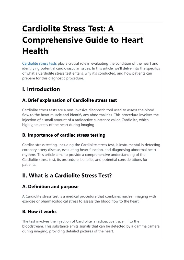 cardiolite stress test a comprehensive guide