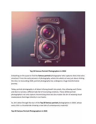 top 20 famous portrait photographers in 2024