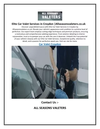 Elite Car Valet Services in Croydon Allseasonsvaleters.co.uk