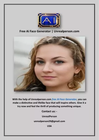 Free Ai Face Generator | Unrealperson.com