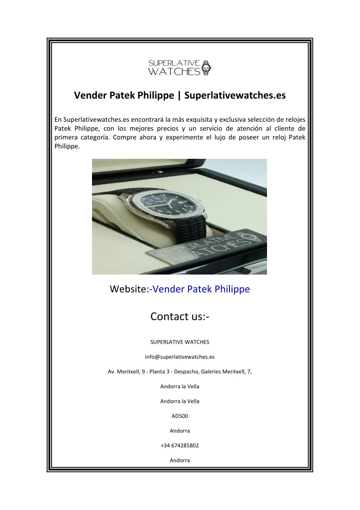 vender patek philippe superlativewatches es