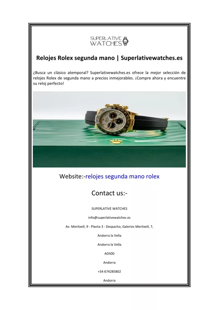 relojes rolex segunda mano superlativewatches es